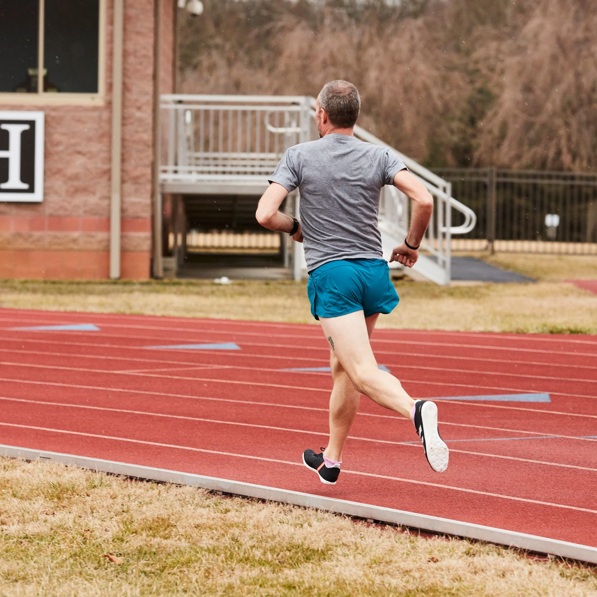 Testing shoes on the track